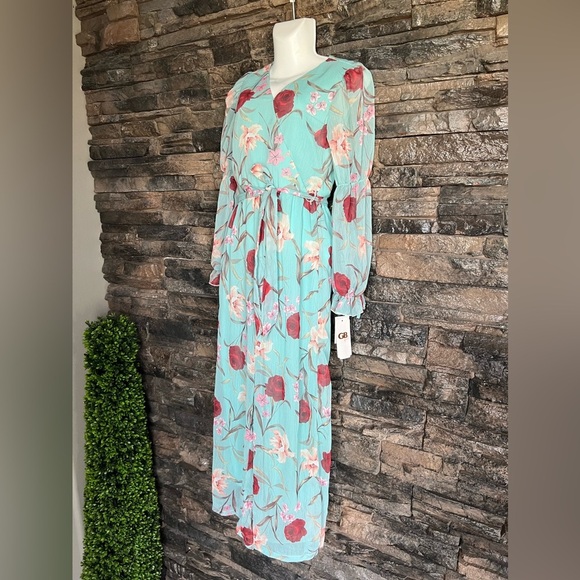 GB Girls Blue and Red Sundress with Bishop Sleeves - Picture 5 of 14